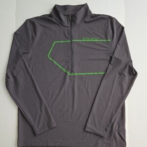 Spyder Gray and Green Quarter-Zip  Base Layer Pullover XL